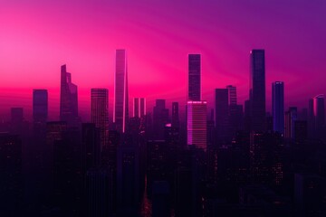 Obraz premium Futuristic city skyline at dusk