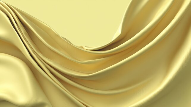 Soft Elegant Yellow Fabric Drapery with Fluid Youg Texture Waves