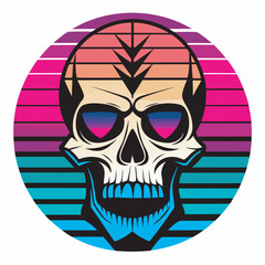 Fototapeta premium Skull Silhouette Retro T-Shirt Art SVG