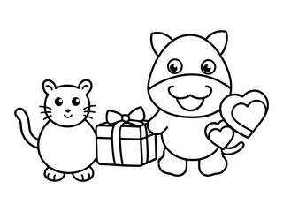 A cute cartoon illustration featuring a playful mix of animals