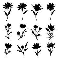 Flower icons set. Abstract flower icons isolated on white background. Flower simple icon. Stock vector.