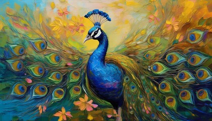 Fototapeta premium Ölgemälde Pfau