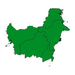 administrative map of Indonesian provinces in the Kalimantan island region green
