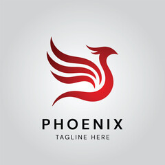 Elegant Red Phoenix Rises Logo Design