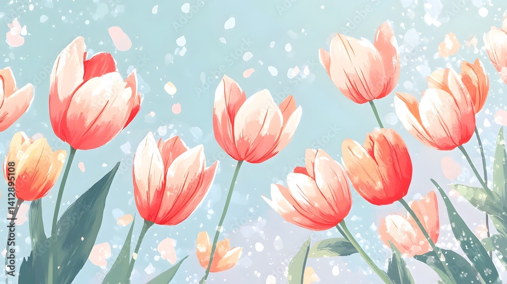 Fototapete hello spring vector card. hand-drawn horizontal banner for decoration spring events mother's day eas