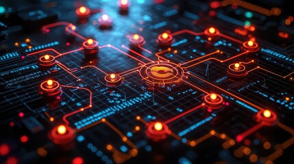 Obraz premium Abstract Futuristic Circuit Board Network System