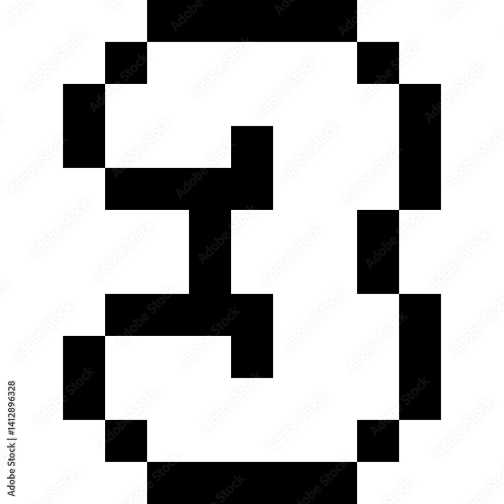 Fototapete numbers pixel art style. 8 bit pixel number. pixelated font