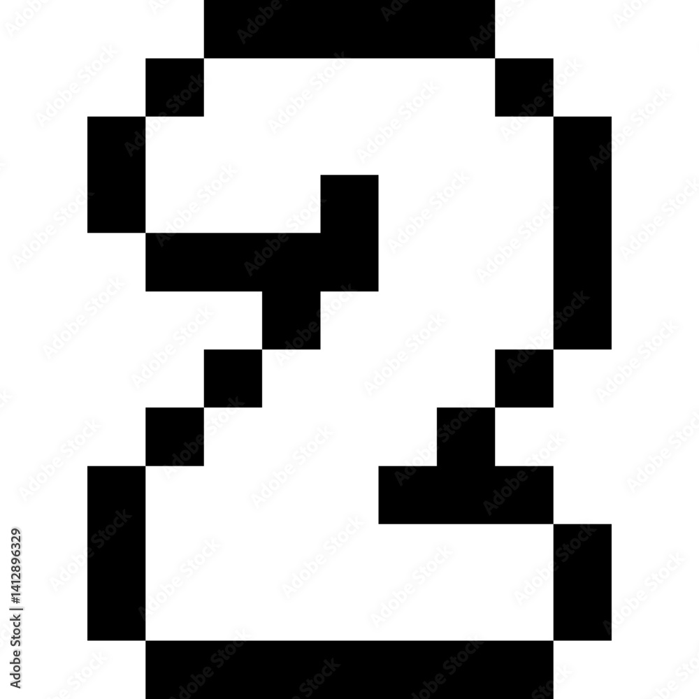 Fototapete numbers pixel art style. 8 bit pixel number. pixelated font