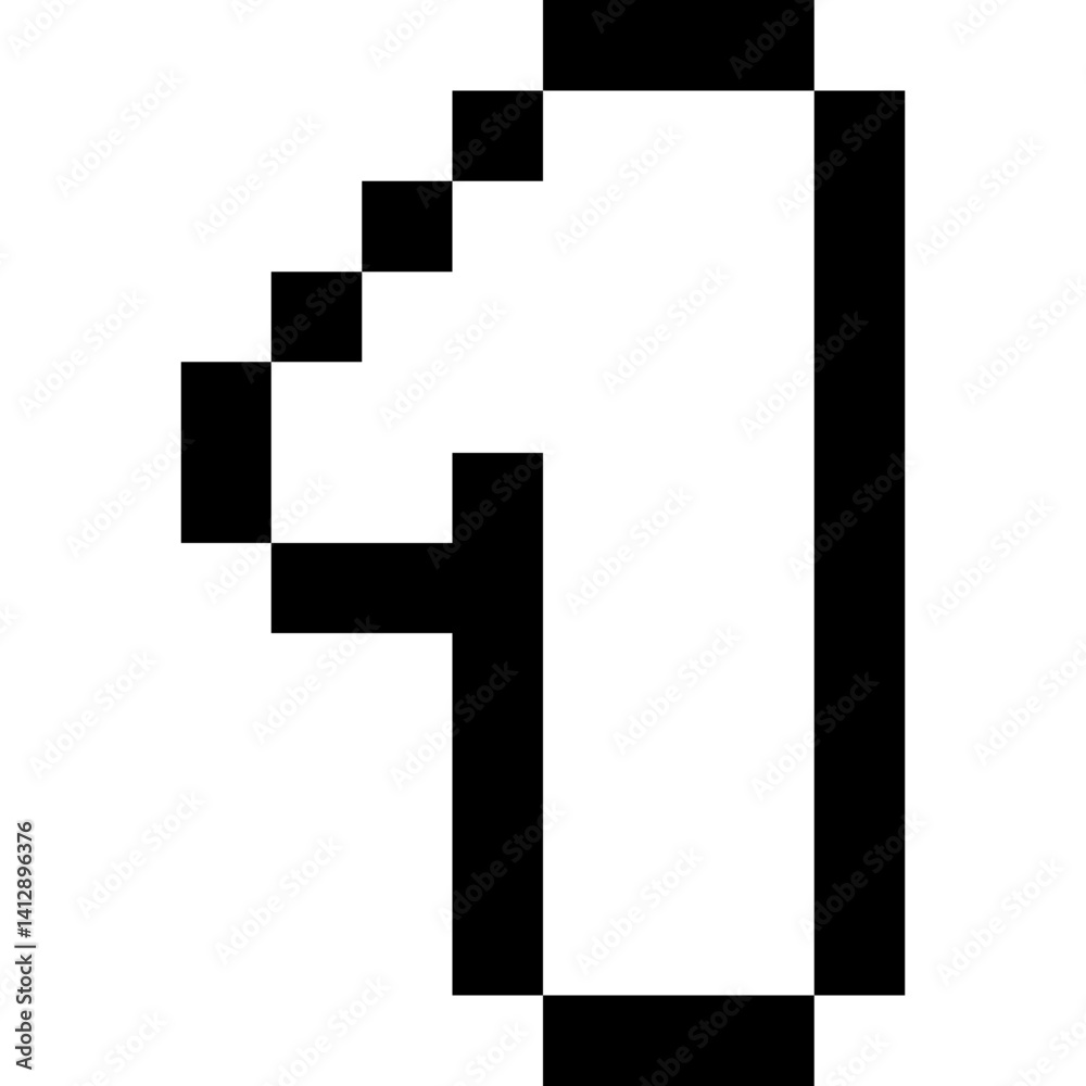 Fototapete numbers pixel art style. 8 bit pixel number. pixelated font