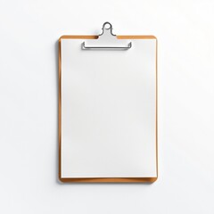 Clipboard with Blank White Paper Ready for Your Text or Design