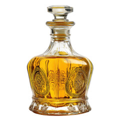 Elegant vintage liquor decanter on glassware collection product photography studio setup