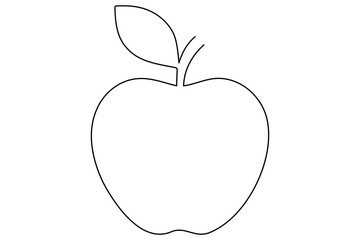 Continuous one line art drawing apple outline vector art illustration
