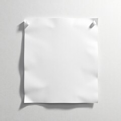 Blank White Paper Attached to a Wall for Mockup or Presentation