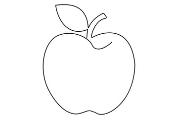 Continuous one line art drawing apple outline vector art illustration
