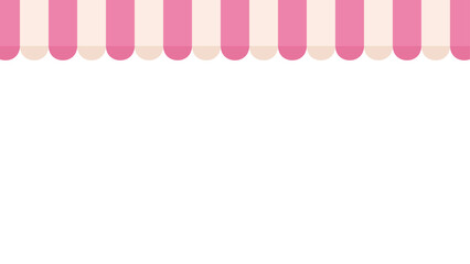 カフェの屋根のオーニングテントのイラスト_ピンク © ふわぷか