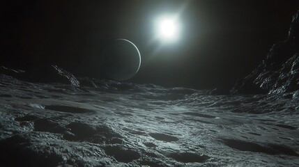 Alien Planet Eclipse Lunar Landscape