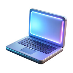 Minimalist 3D Laptop with blank Screen - Isolated PNG for Modern Design for mock up