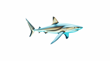 a 3d picture of a blue shark in the darkness on a transparent background, PNG image, PNG file, Generative art.
