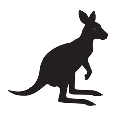 A bold black silhouette of a kangaroo in mid-jump, capturing the essence of Australian wildlife in a minimalistic style.

