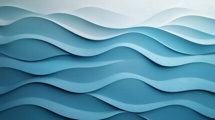 Obraz premium Layers of soft, undulating curves in multiple shades of blue mimic ocean waves, adding a calming and contemporary touch to the interior environment
