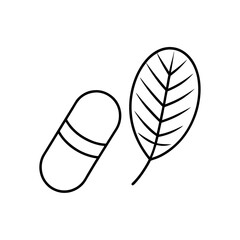 Pill leaf harmony line art illustration.