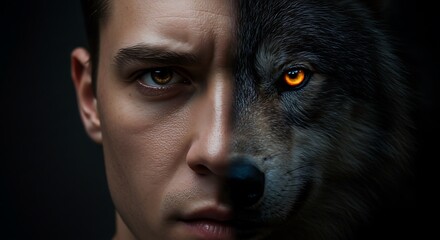 Half Human, Half Wolf Transformation Portrait