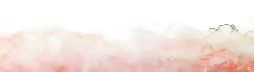 A delicate abstract painting with soft, blended colors of peach, beige and mint green.