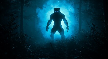 Shadowy werewolf walking toward viewer