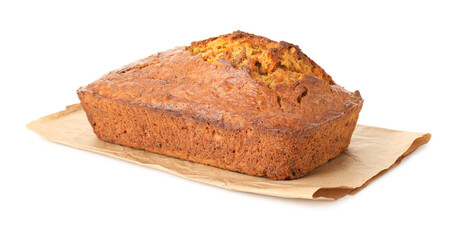 One tasty carrot cake isolated on white