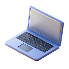 Minimalist 3D Laptop with blank Screen - Isolated PNG for Modern Design for mock up