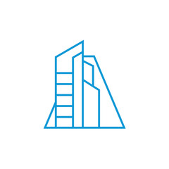 Abstract Outline Building and Letter A Logo Design 001