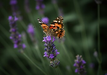 Butterfly on Flower in Blooming Garden
