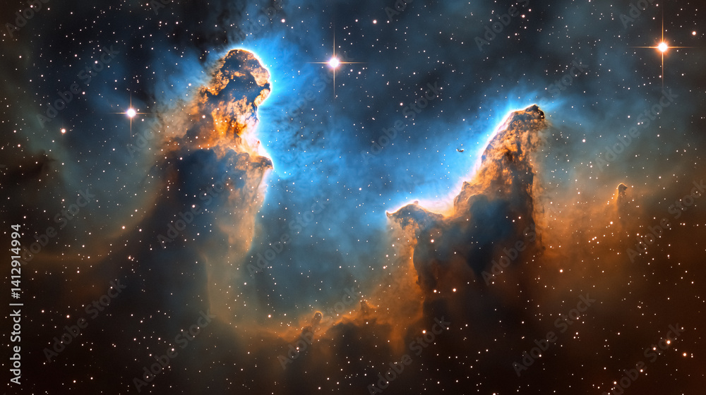 Aufkleber Celestial Pillars Gas and dust in form of gigantic columns of cosmic creation in deep space