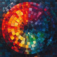 Obraz premium Abstract mosaic with circular design and vibrant color gradation effect