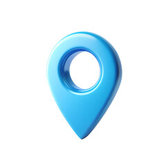 3d Blue location pin icon isolated on transparent background.
