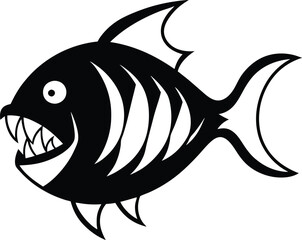 Piranha with sharp teeth silhouette