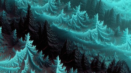 Obraz premium Vibrant Abstract Forest Landscape with Aquatic Color Tones