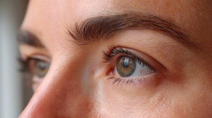 Close up person eyes contemplation thoughtful image