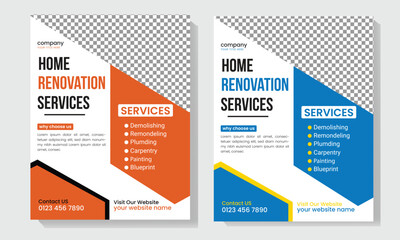 Fototapeta premium Real Estate and Home Repair flyer template 