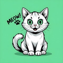 Obraz premium vector illustration of a cat with green eyes
