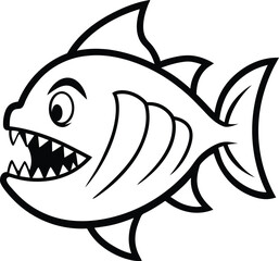Piranha with sharp teeth silhouette