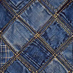 Naklejka premium Denim Jeans Fabric Patches Background