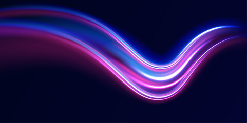 Colorful Light Trails, Long Time Exposure Motion Blur Effect. Abstract fire flare trace lens flares acceleration speed motion on night road. Acceleration speed motion on night road. 