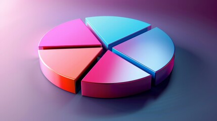 Fototapeta premium Isometric D pie chart with clean edges and light shadows, modern business look