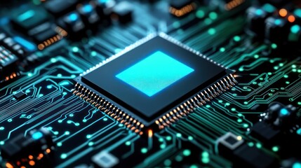 High-tech CPU on circuit board (1)