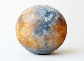 Fototapeta premium Image of Mercury Planet Showing Craters and Detailed Surface Isolated on White Background