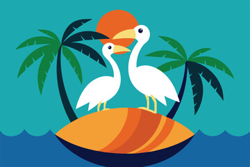 vector illustration of a tropical island with palm trees