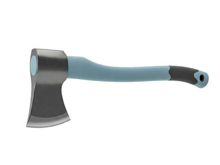 Detailed image of a lightweight throwing axe with polymer handle, side view isolated on transparent background ,PNG.