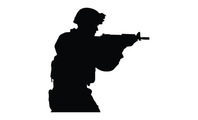 Soldier silhouette, Military action icon, Armed forces illustration