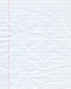 Natural lined crumpled paper page background. Old antique notebook sheet paper texture. Vintage paper background.